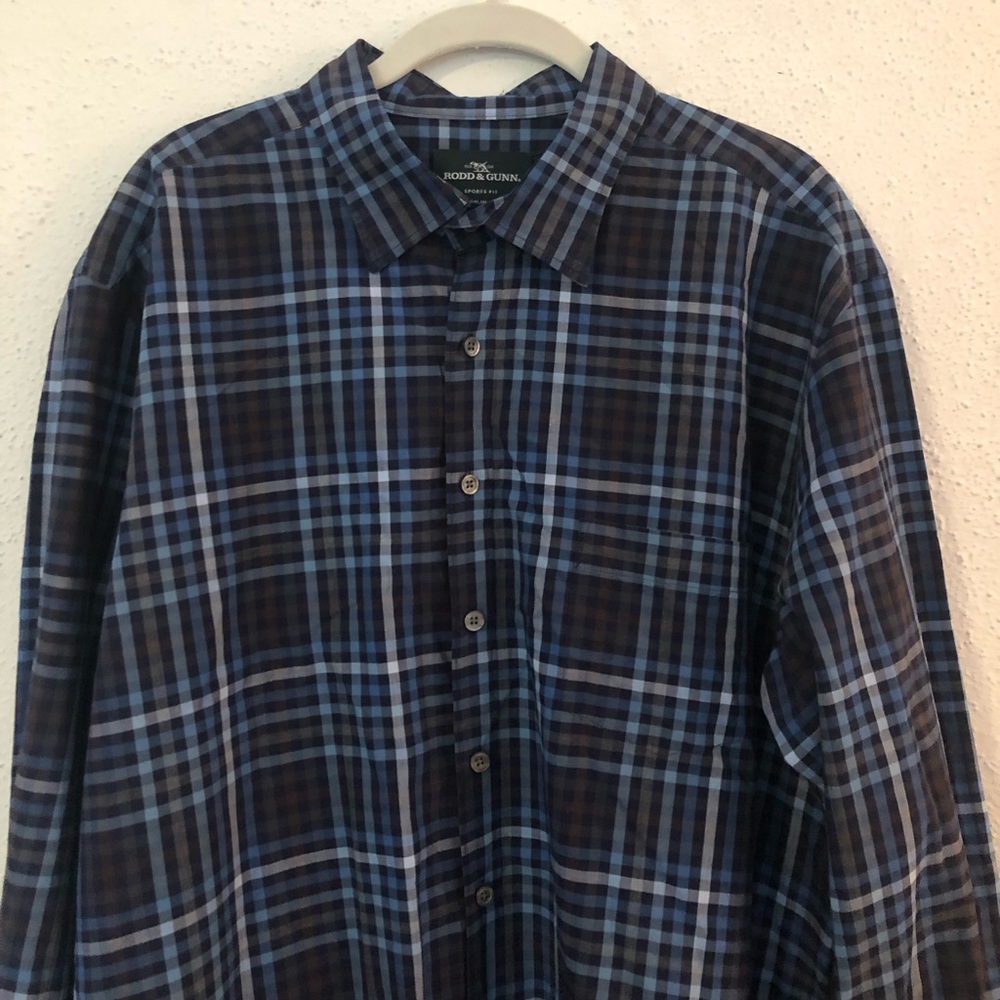 Rodd & Gunn Men’s sports fit 2XL blue plaid shirt XXL